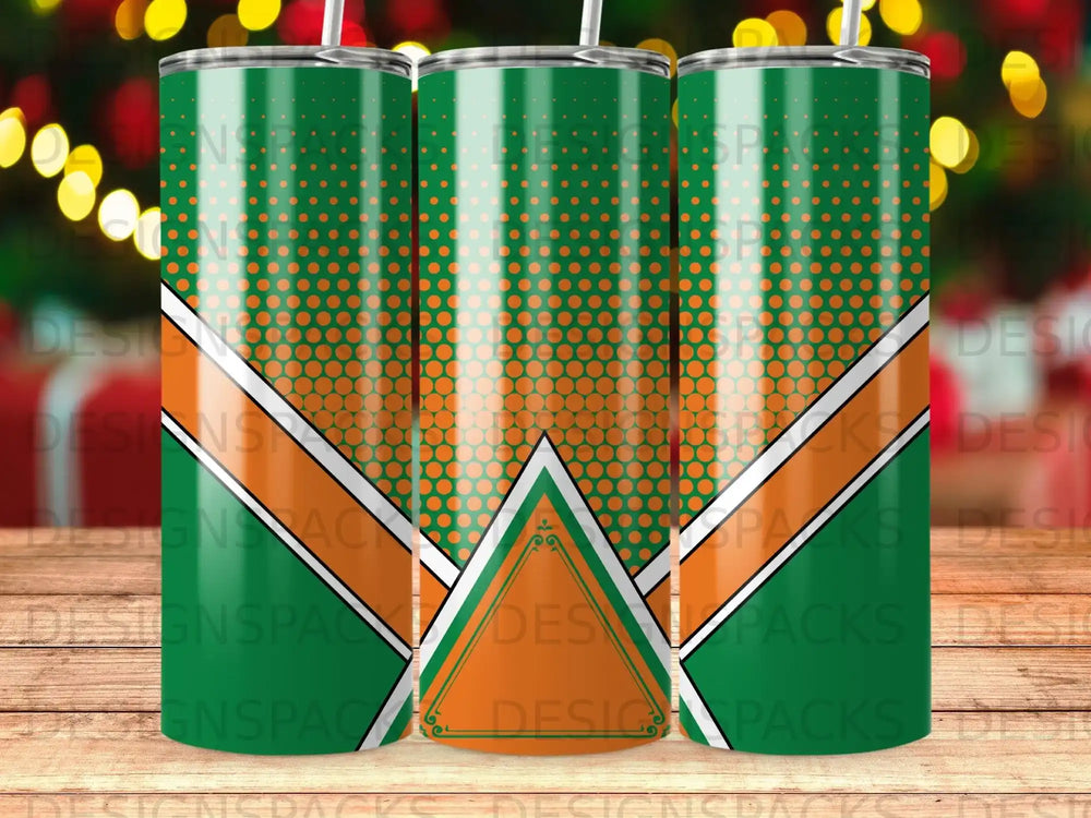 Green Orange Halftone Dots Stripe Triangle product type