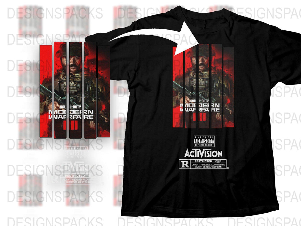 Call of Duty Modern Warfare II Graphic T-Shirt, Gaming Apparel, Red Black Design, Activision Shooter Merchandise