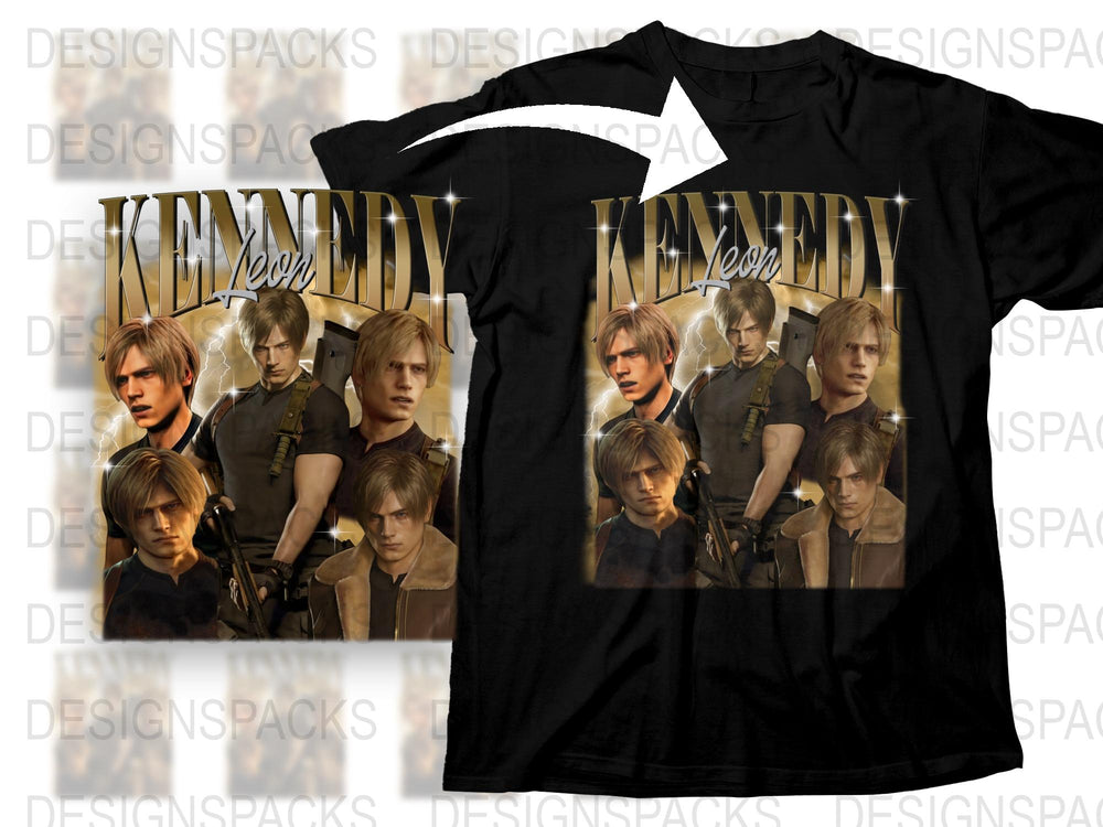 Resident Evil Inspired Leon Kennedy Graphic T-Shirt, Video Game Character Tee, Fan Art Apparel