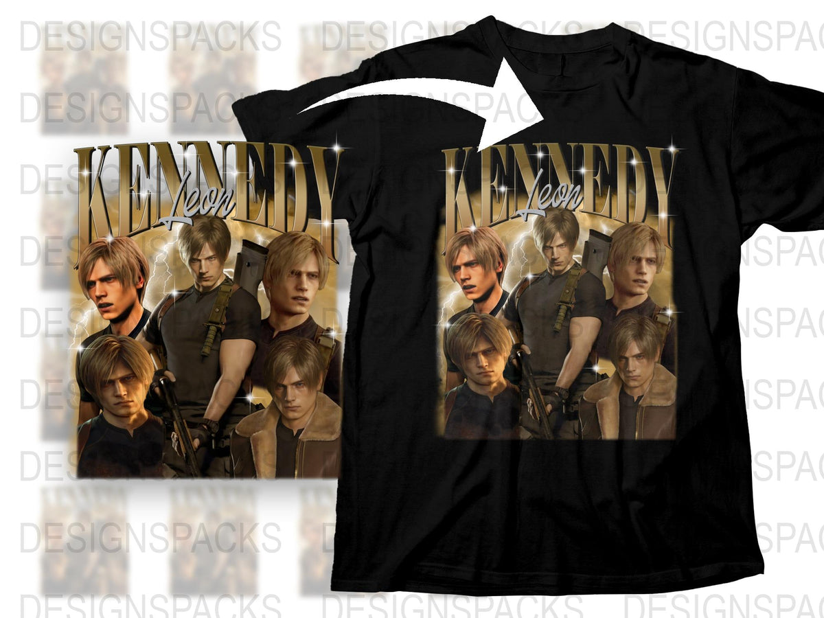 Resident Evil Inspired Leon Kennedy Graphic T-Shirt, Video Game Character Tee, Fan Art Apparel