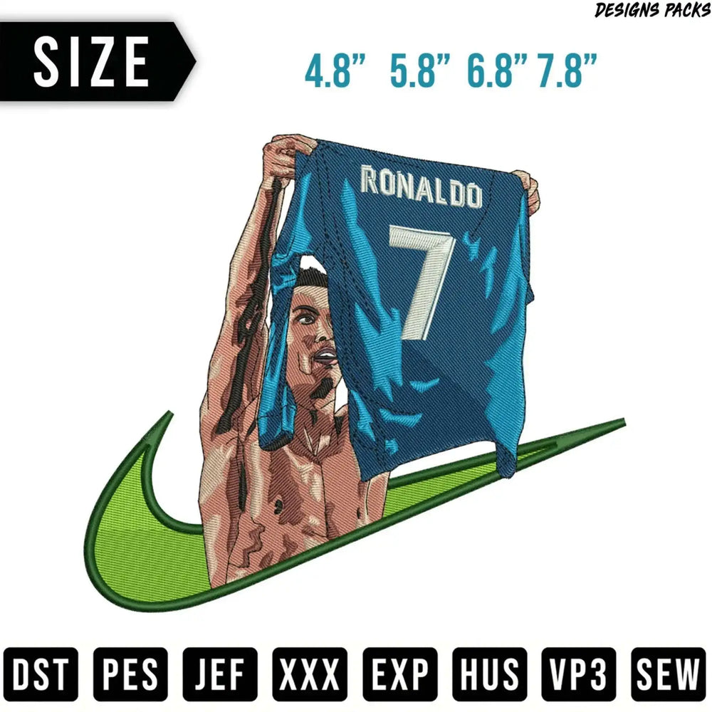 Cristiano Ronaldo, with Nike swoosh, sizes and file formats listed.