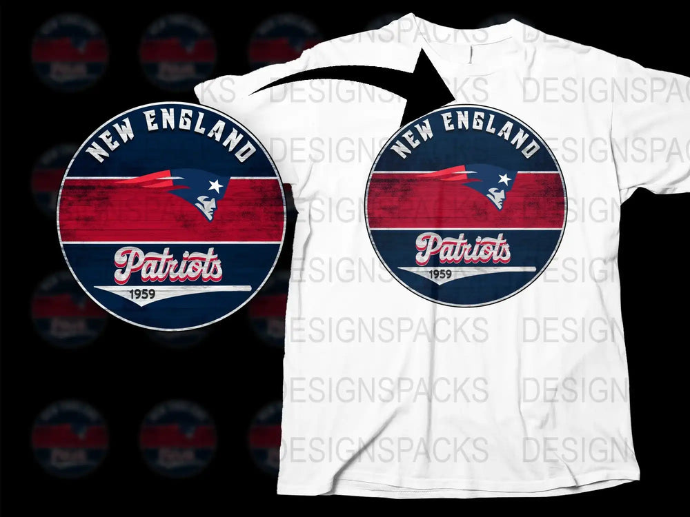 New England Patriots 1959 Vintage Logo T-Shirt, Distressed American Football Tee, Fan Gift Idea