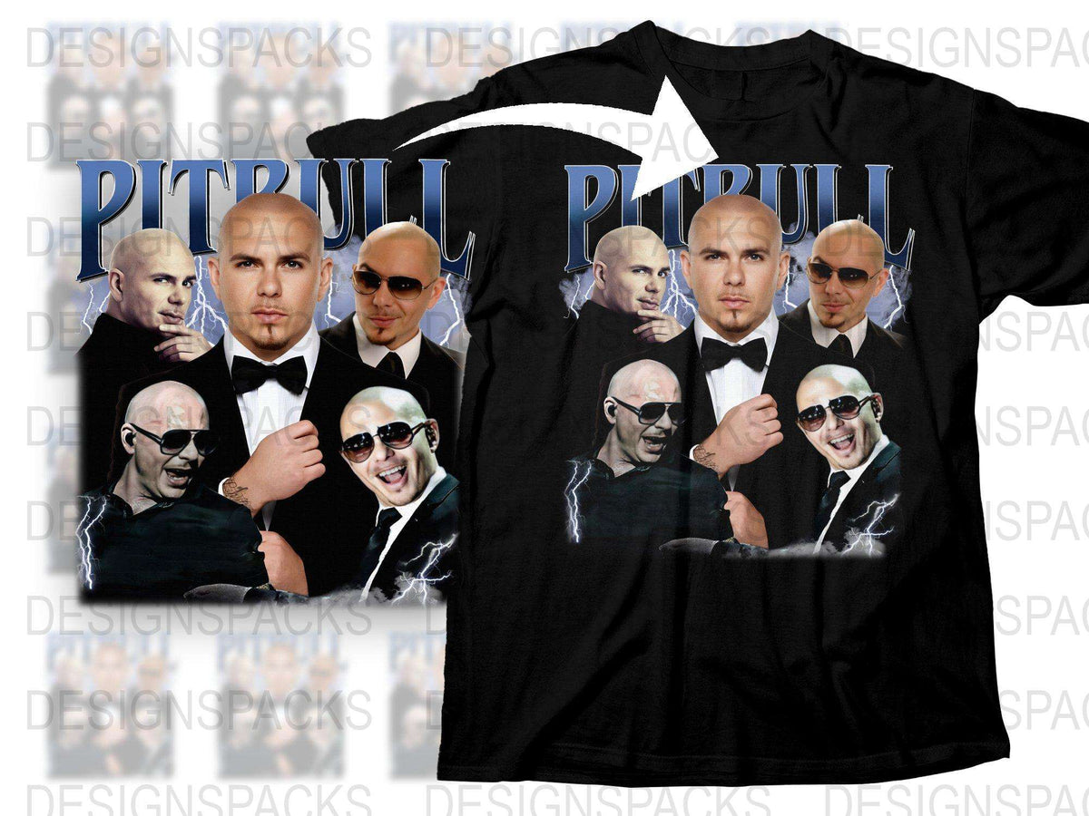 Pitbull Graphic T-Shirt, Pop Music Icon, Celebrity Face Collage, Fan Merch, Black Cotton Tee, Unisex Fit, Music Lover Gift