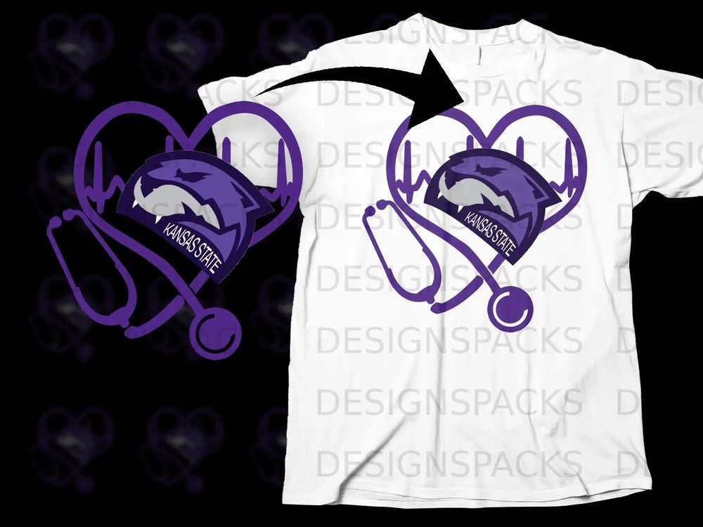 Kansas State Heartbeat Stethoscope Design Shirt
