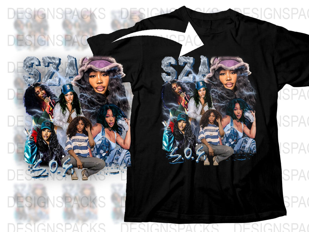 SZA Collage T-Shirt, Vintage Rap Tee, Hip Hop Graphic Shirt, Music Artist Fan Merchandise, Urban Streetwear Style Top