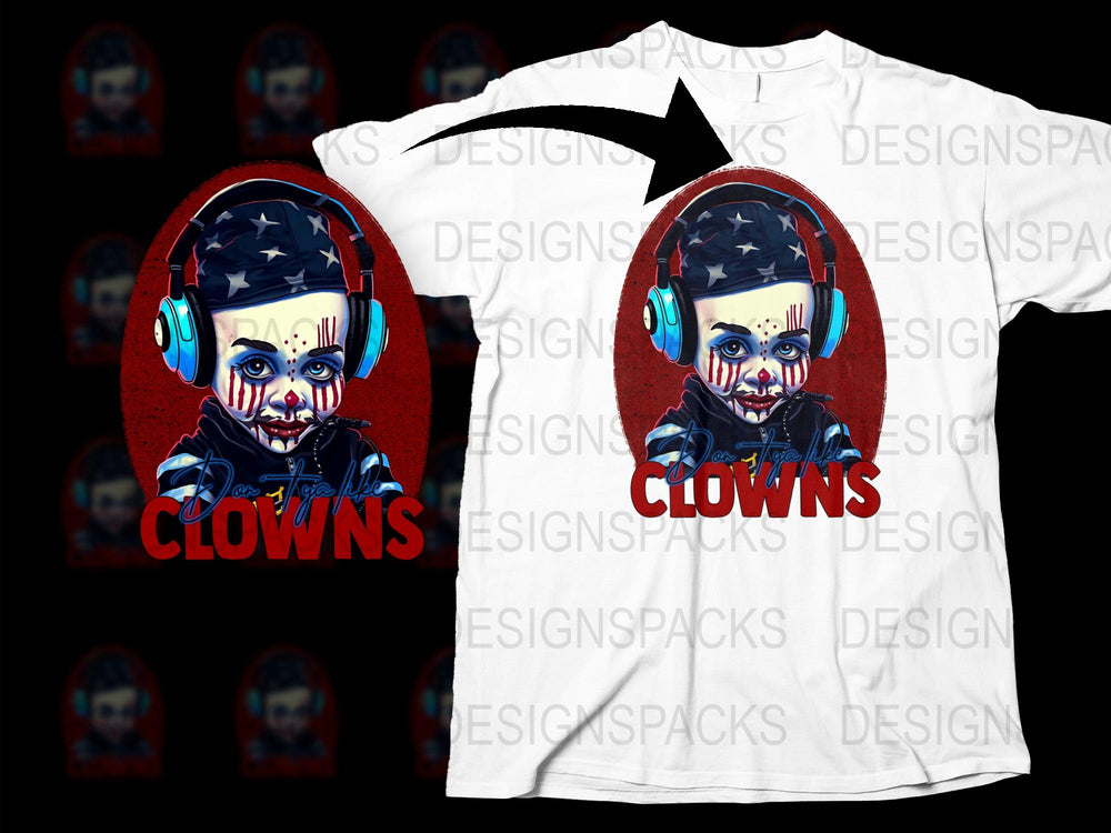 Men's Clown Graphic T-Shirt, Cool Streetwear Tee, Hip Hop Style, Horror Urban Fashion Shirt