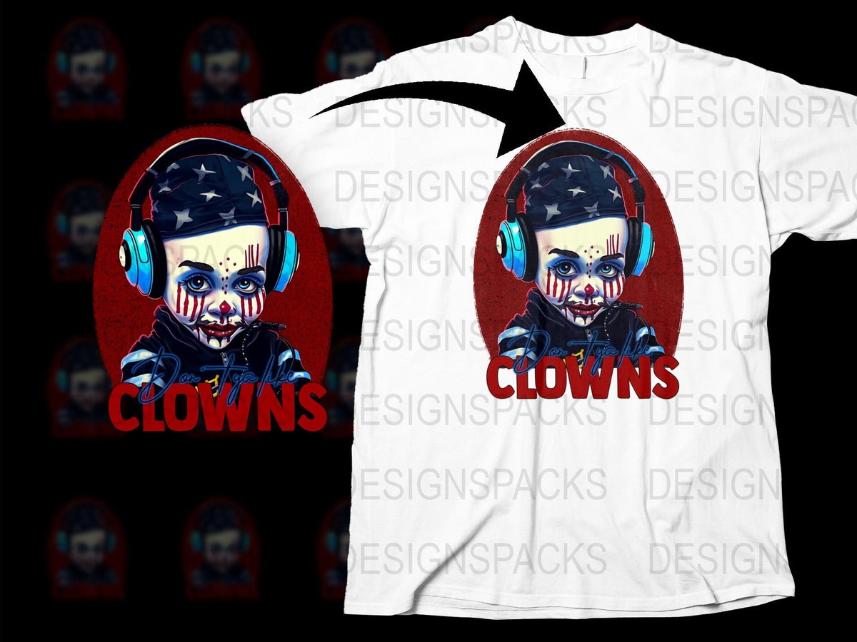Men's Clown Graphic T-Shirt, Cool Streetwear Tee, Hip Hop Style, Horror Urban Fashion Shirt