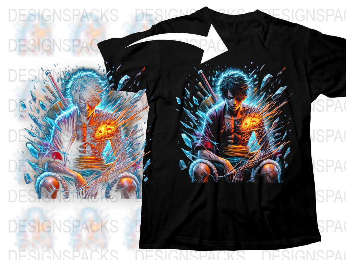 Anime Graphic T-Shirt, Cool Blue Hair Character Design, Vibrant Colors, Unisex Casual Wear, Stylish Otaku Apparel, Unique Gift Idea