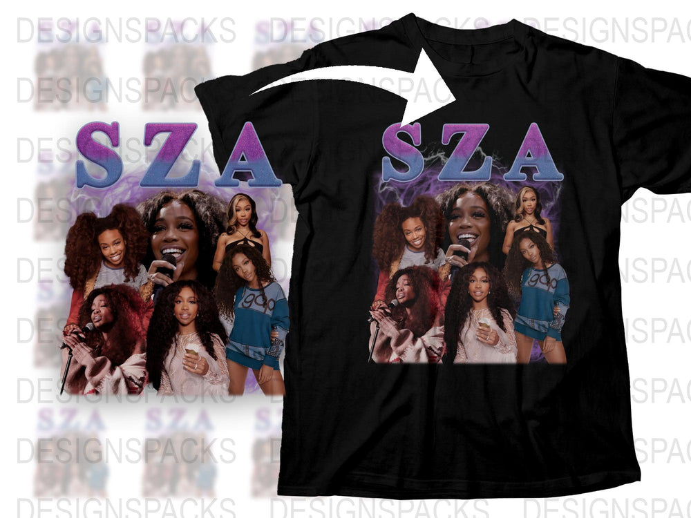 SZA Graphic T-Shirt, Vintage Style Singer Tee, Women's Music Fan Apparel, Trendy Casual Black Top