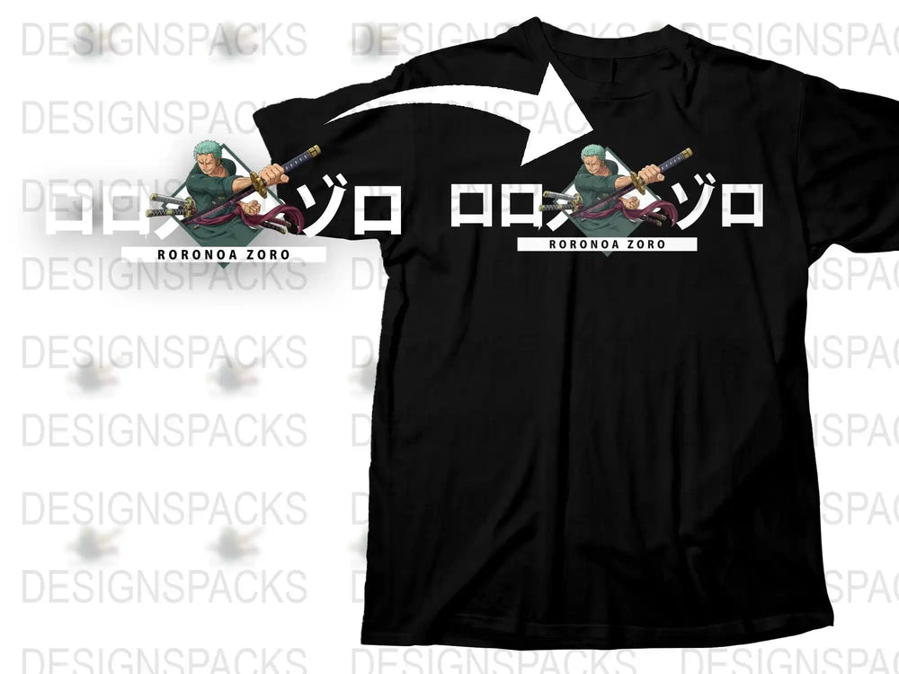 Roronoa Zoro T-Shirt, One Piece Anime Graphic Tee, Black Cotton Shirt, Manga Character Apparel