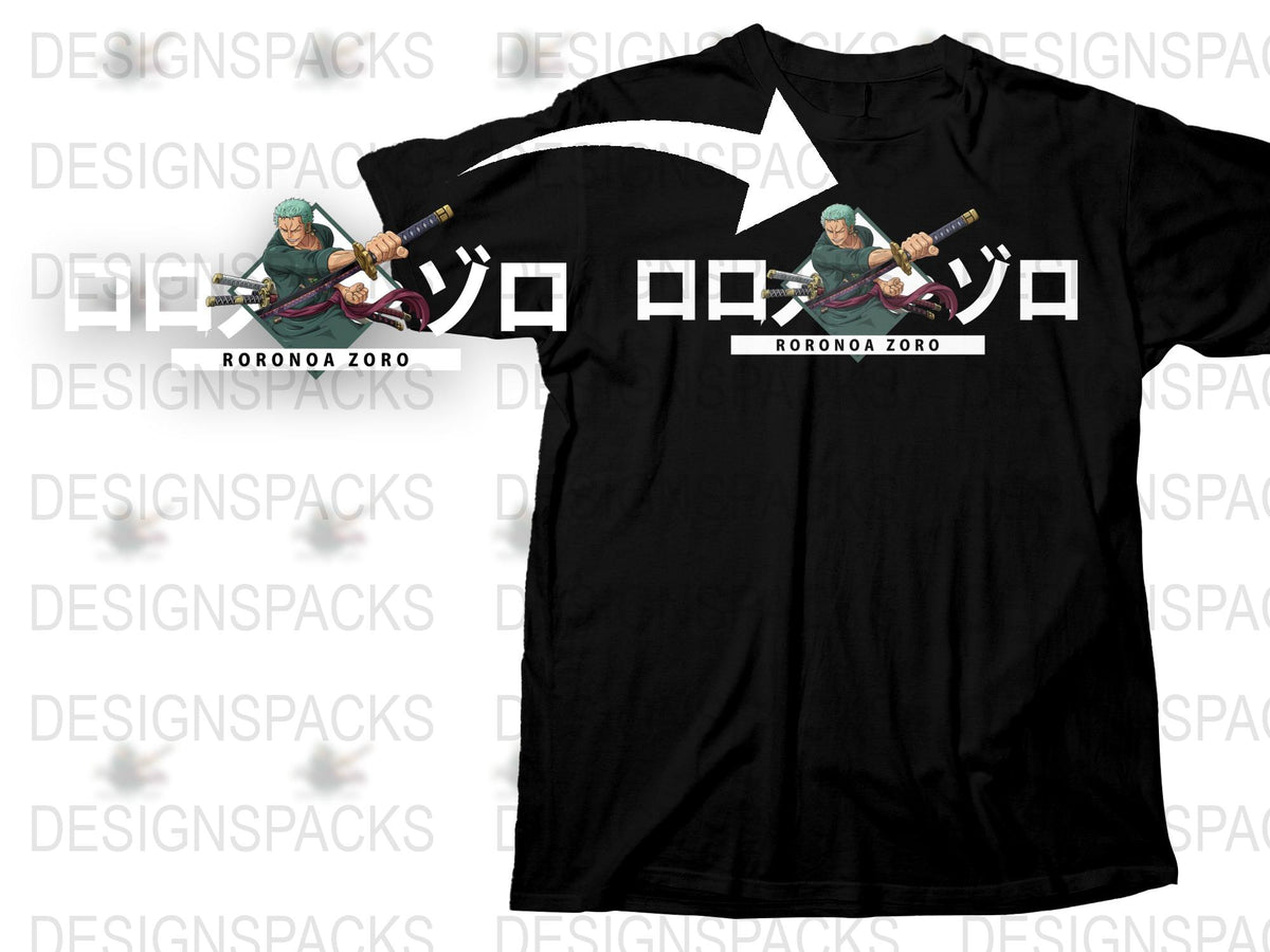 Roronoa Zoro T-Shirt, One Piece Anime Graphic Tee, Black Cotton Shirt, Manga Character Apparel