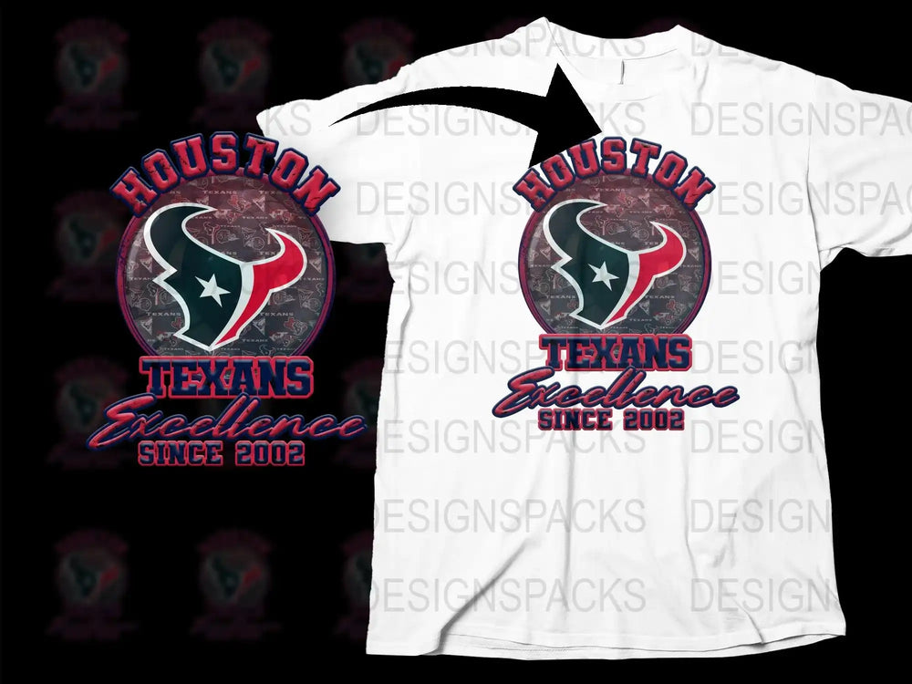 Houston Texans T-Shirt, Team Logo Excellence Since 2002, NFL Sports Fan Gear, White Unisex Football Tee