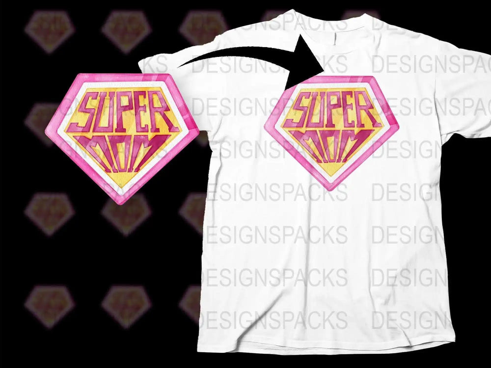 Super Mom T-Shirt, Pink Superhero Logo Tee, Mother's Day Gift, Women's Graphic Shirt