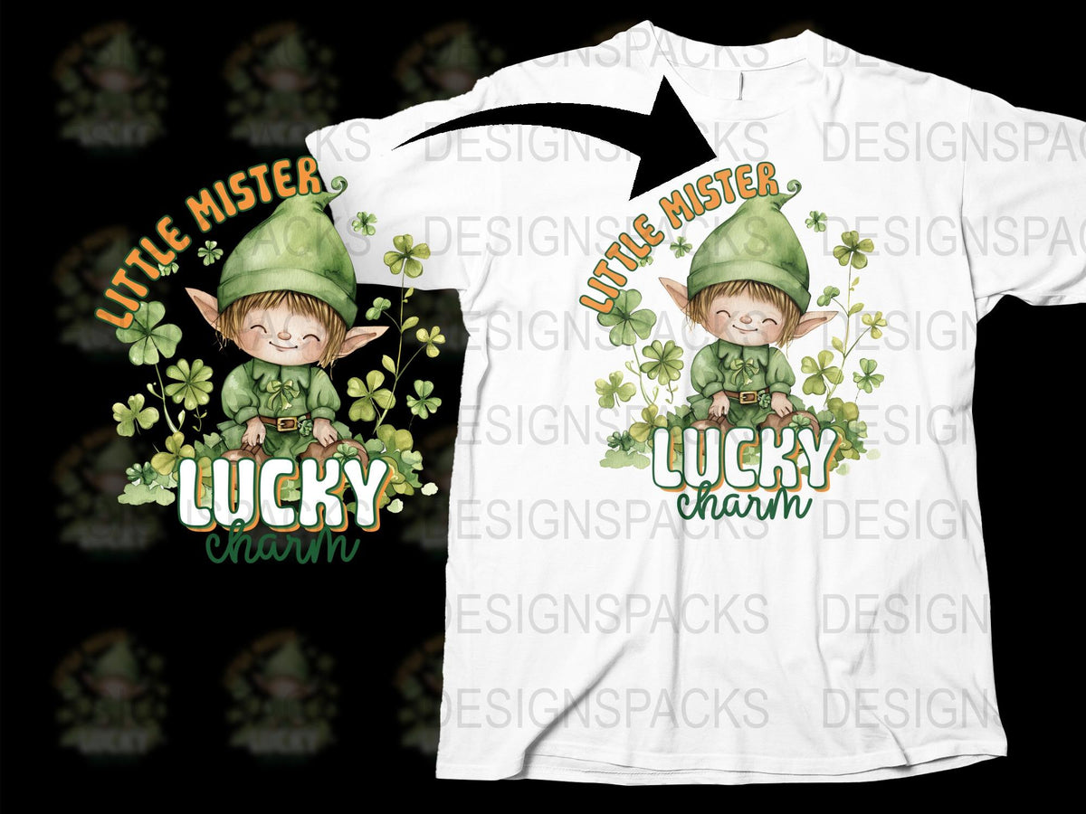 Lucky Charm Shirt, Little Mister St. Patrick's Day Tee, Kids Leprechaun Graphic T-Shirt, Holiday Apparel for Children