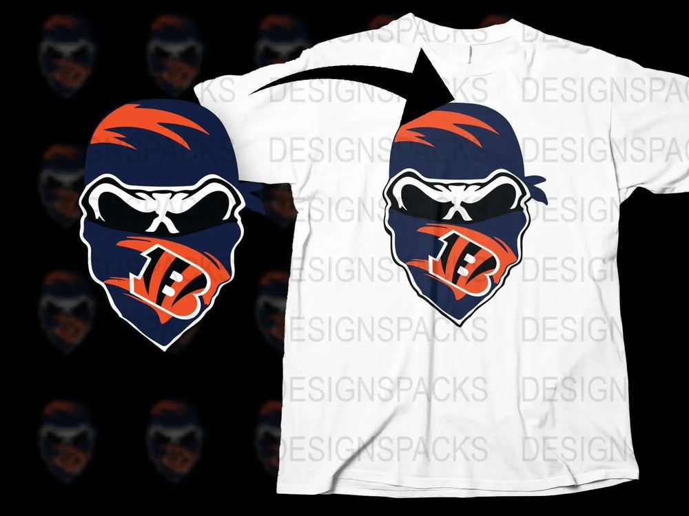 Men's Sports Team Logo T-Shirt, White Graphic Tee with Blue and Orange Design, Casual Athletic Apparel
