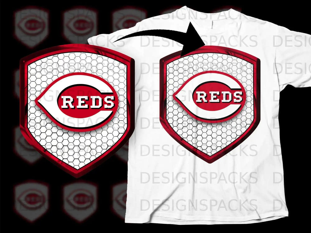 Cincinnati Reds Logo Shield Graphic Design T-Shirt
