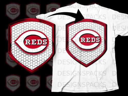 Cincinnati Reds Logo Shield Graphic Design T-Shirt