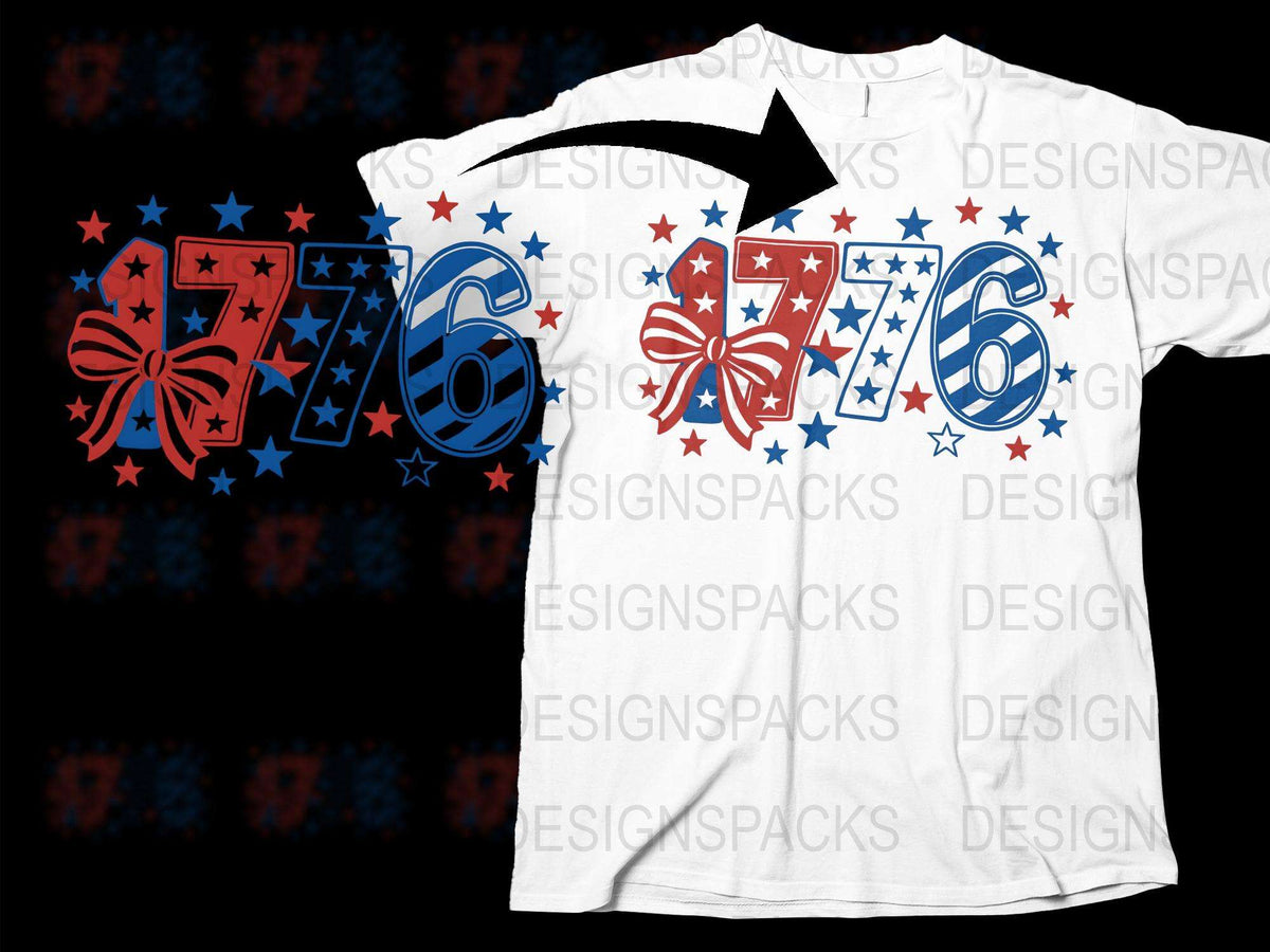Patriotic 1776 T-Shirt, American Independence Day Tee, Red White Blue Stars and Stripes, Unisex Fourth of July Shirt