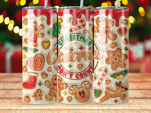 Christmas themed tumbler with gingerbread cookies and candy canes.