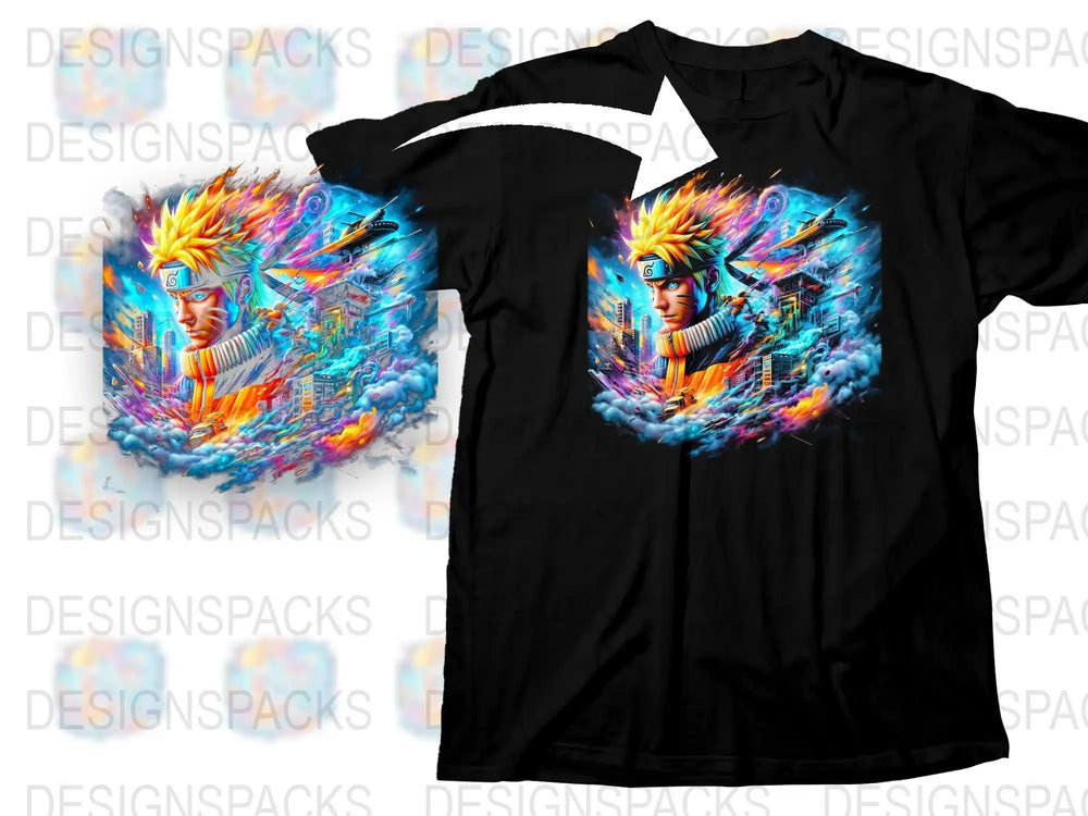 Anime Style Colorful Graphic Tee, Vibrant Manga Character Print, Unisex Casual T-shirt