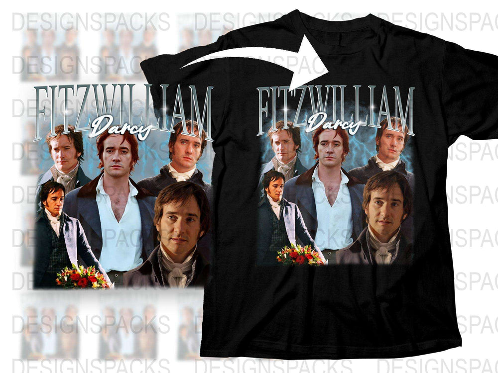Fitzwilliam Darcy T-Shirt, Pride and Prejudice Fan Merch, Vintage Collage, Romantic Gift, Classic Literature Apparel, Book Lover Tee