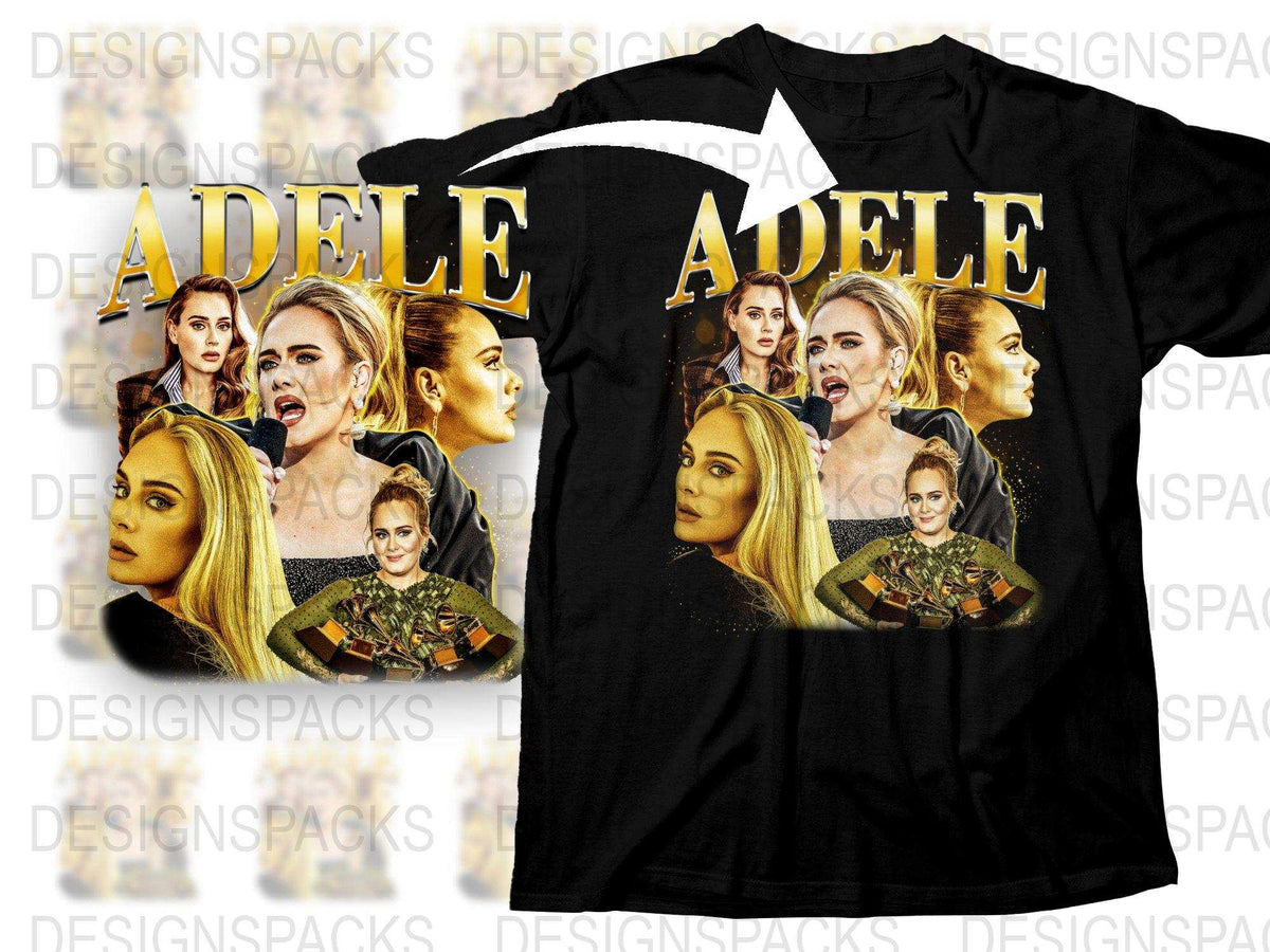 Adele Fan T-Shirt, Multiple Poses Design, Black Cotton Tee, Music Pop Star Apparel, Unique Gift for Music Lovers