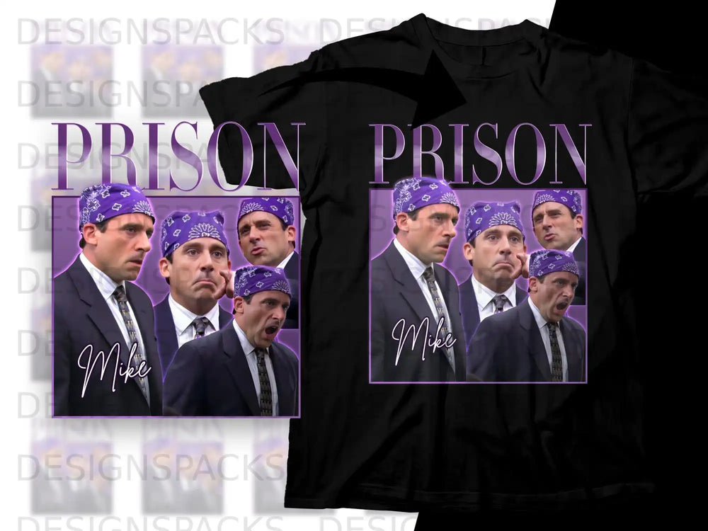 T-shirt featuring Michael Scott from The Office, with "PRISON MIKE" text.