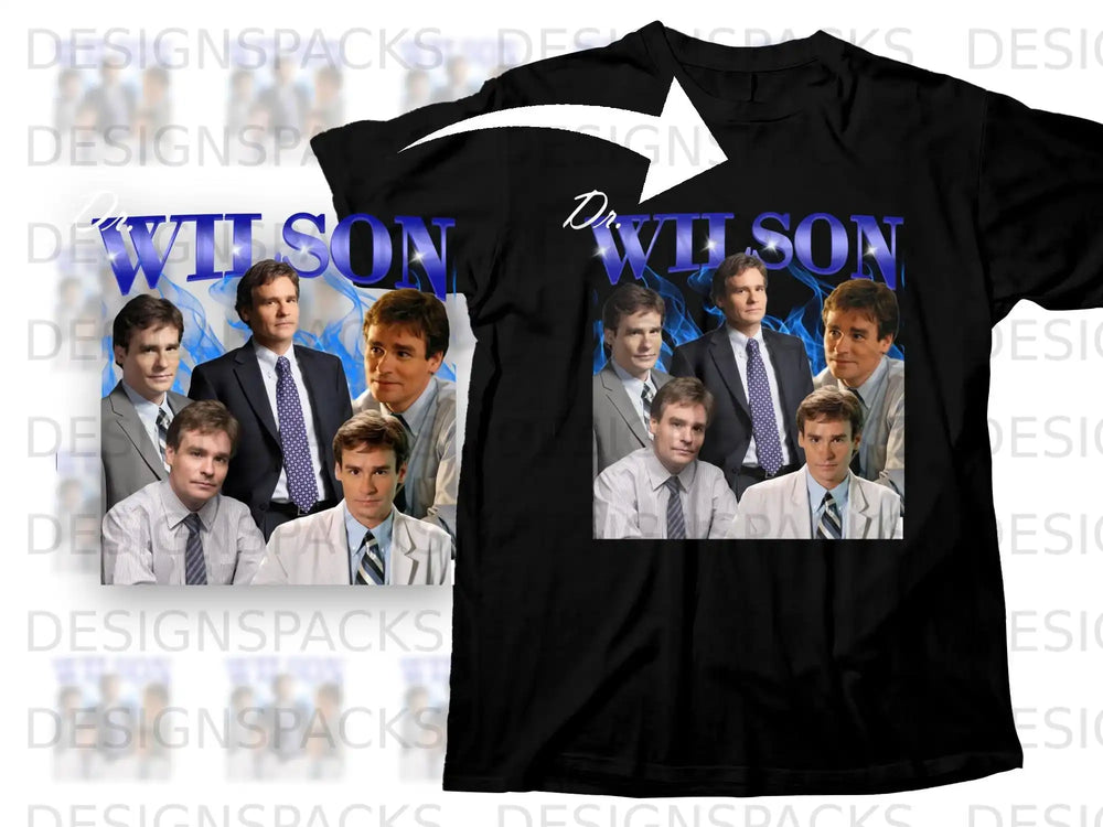 Black t-shirt with "Dr. Phil Wilson" graphic featuring portraits of Dr. Phil.