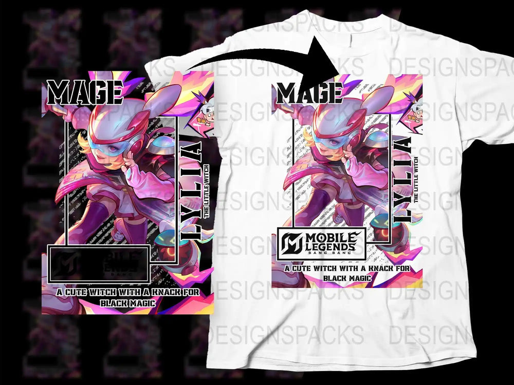 Mobile Legends T-Shirt, Mage Graphic Tee, Cute Witch Design, Anime Style Gamer Shirt, Colorful Urban Apparel