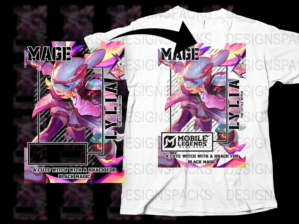 Mobile Legends T-Shirt, Mage Graphic Tee, Cute Witch Design, Anime Style Gamer Shirt, Colorful Urban Apparel