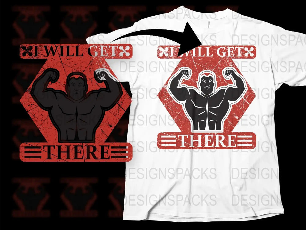 Men's Workout T-Shirt, I Will Get There Gorilla Motivational Graphic Tee, Bodybuilding Shirt, Fitness Apparel, Gym Wear, Unique Design
