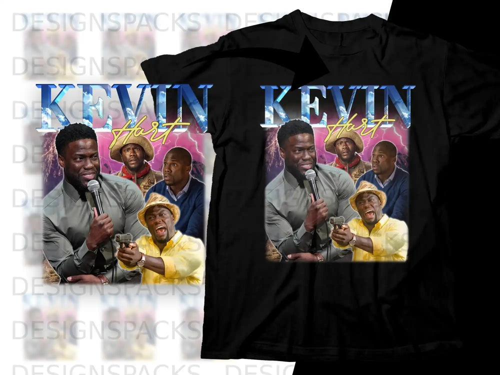 Kevin Hart graphic t-shirt featuring multiple images of the comedian.