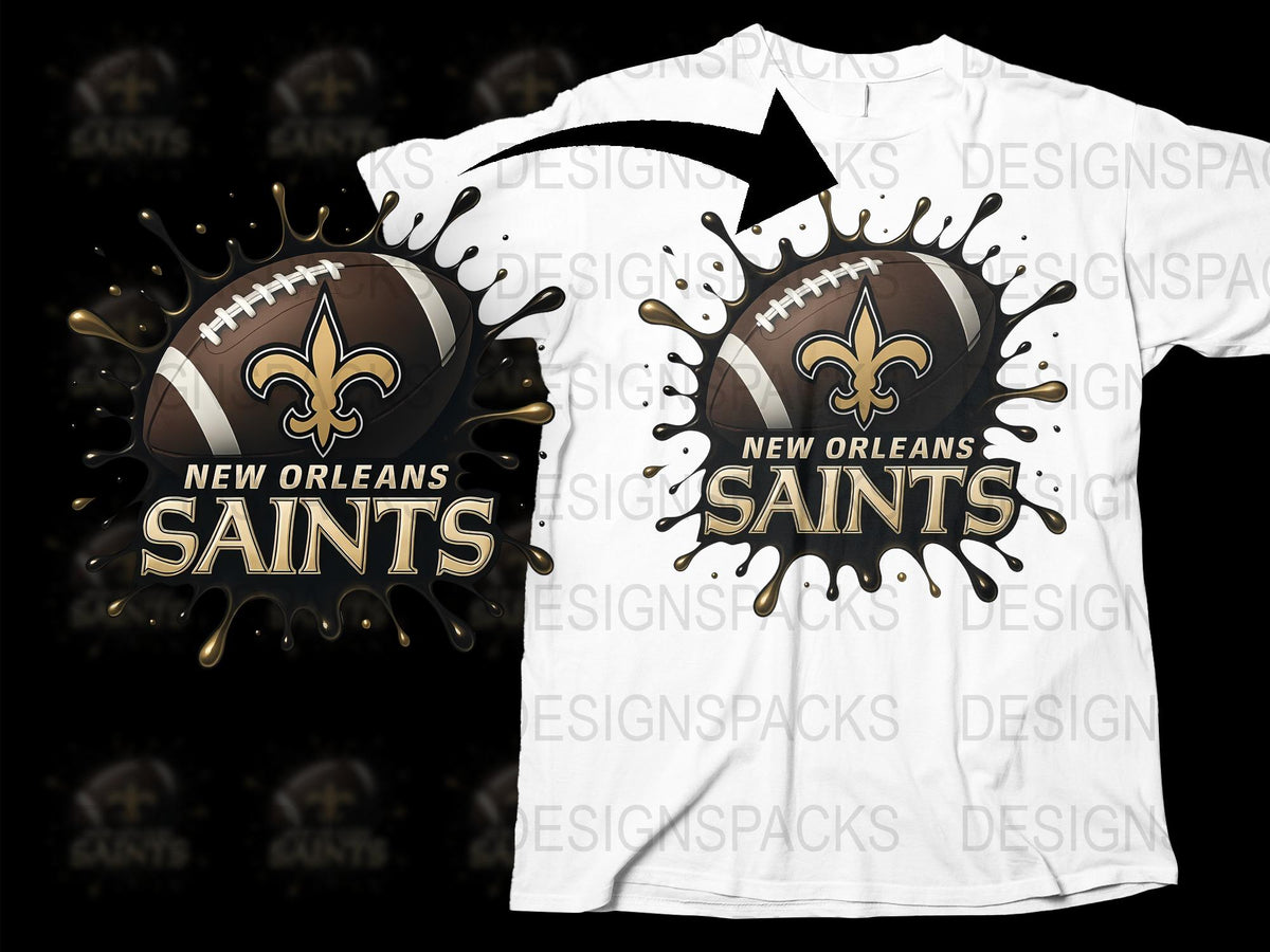 New Orleans Saints T-Shirt, Splatter Design, NFL Team Logo, Casual Sports Apparel, Football Fan Gear, Men's and Women's Sizes