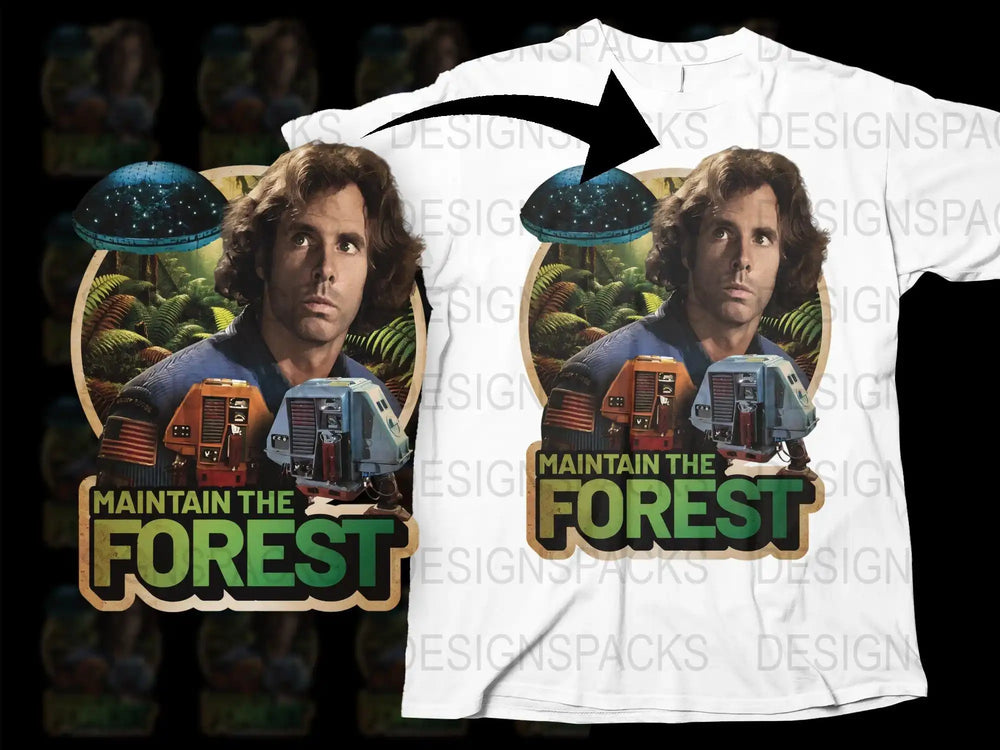 Vintage Sci-Fi T-Shirt, Retro Alien Forest Conservation Graphic Tee, Unisex Clothing