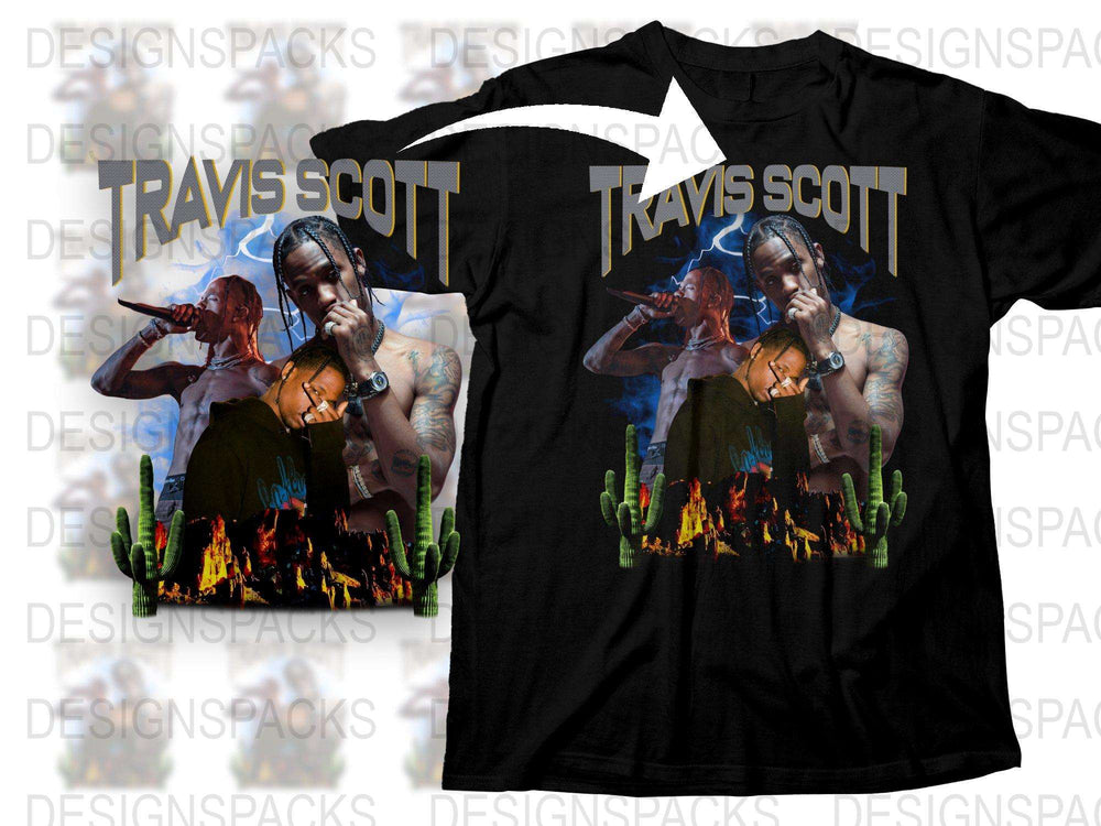 Travis Scott Inspired Graphic T-Shirt, Black Hip Hop Artist Tee, Music Fan Merch, Unisex Cotton Shirt