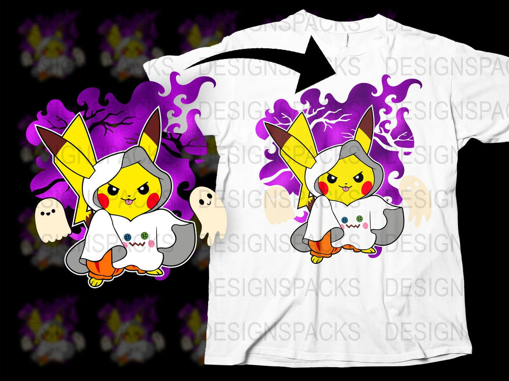 Cute Witch Cat T-Shirt, Halloween Kitty Costume Tee, Cartoon Cat Graphic Shirt, Unisex Adult and Kids Sizes