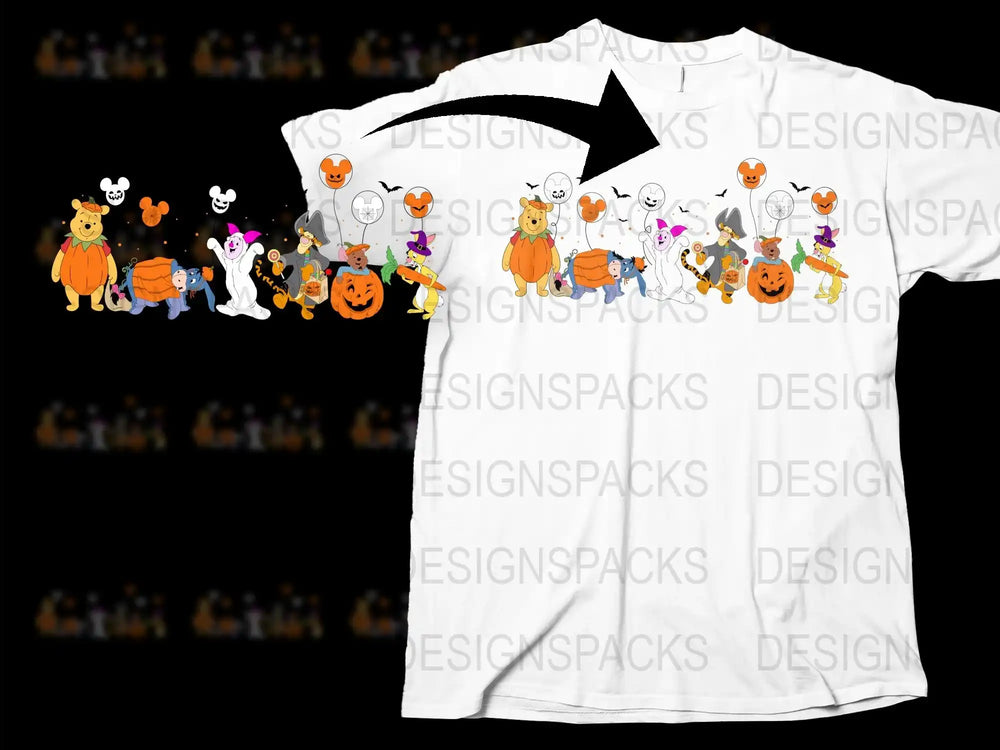 Halloween T-Shirt Cute Pumpkin Ghost Cat Designs Unisex Kids Adults Casual Wear