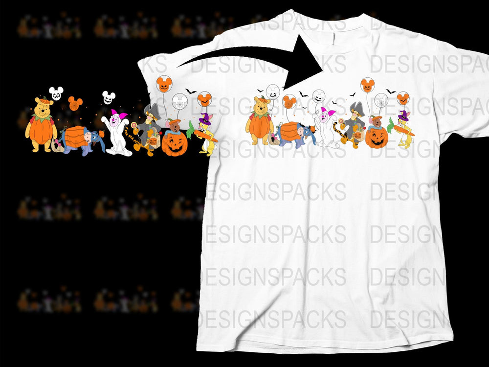 Halloween T-Shirt Cute Pumpkin Ghost Cat Designs Unisex Kids Adults Casual Wear