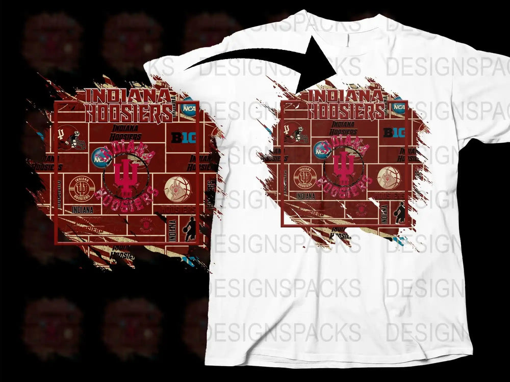 Indiana Hoosiers Vintage Map Graphic T-Shirt, Distressed Print, College Sports Tee, Unisex Fashion