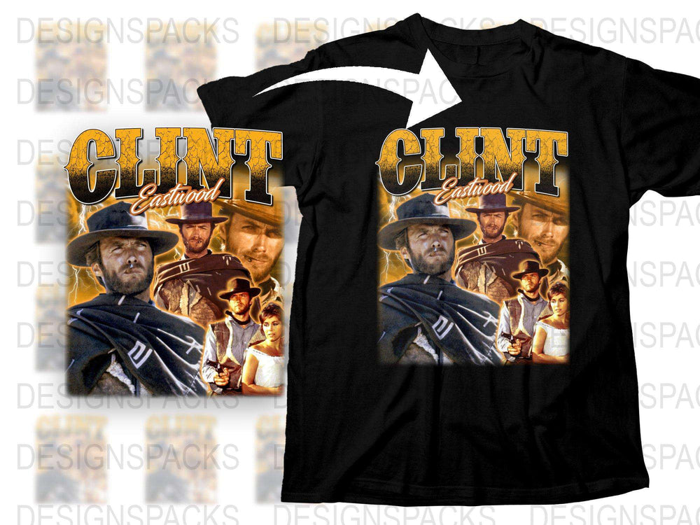 Clint Eastwood Movie T-Shirt - Western Film Tribute Graphic Tee, Vintage Style Shirt for Fans