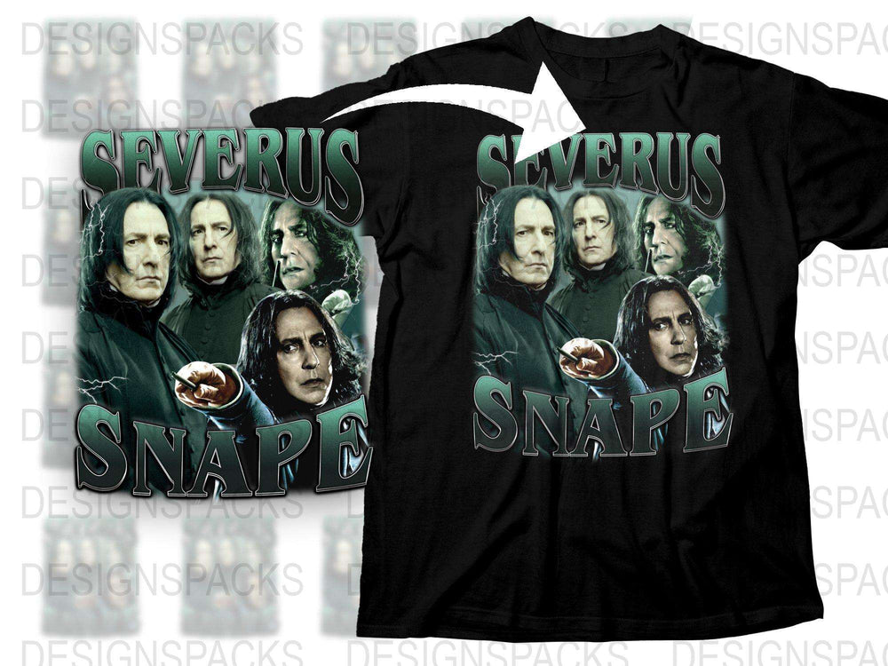 Severus Snape Graphic T-Shirt, Harry Potter Movie Character Collage Tee, Unisex Fan Merchandise, Gift Idea