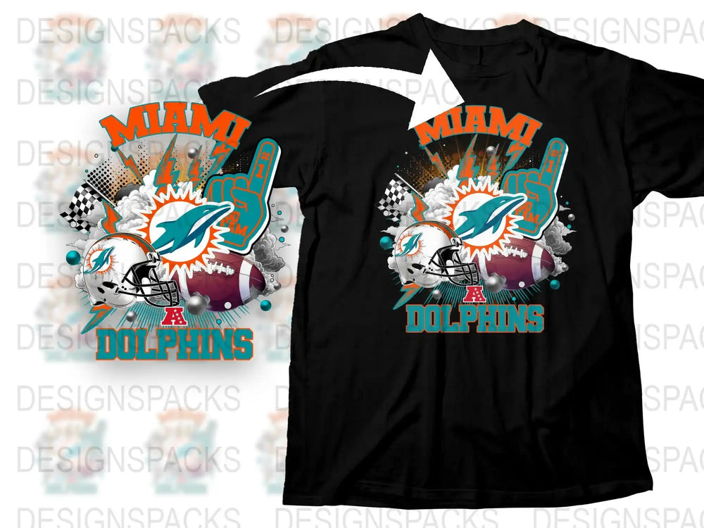 Miami Dolphins Inspired T-Shirt, Sports Fan Graphic Tee, Football Team Apparel, Gift for Him