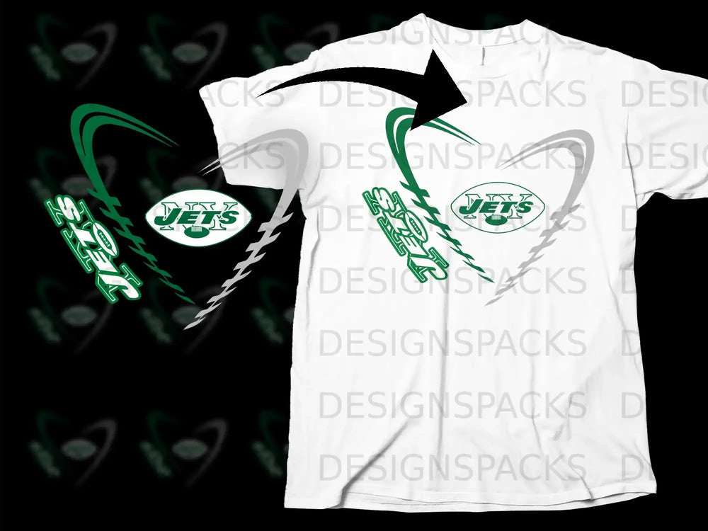 New York Jets Heart Design Graphic Tee Shirt