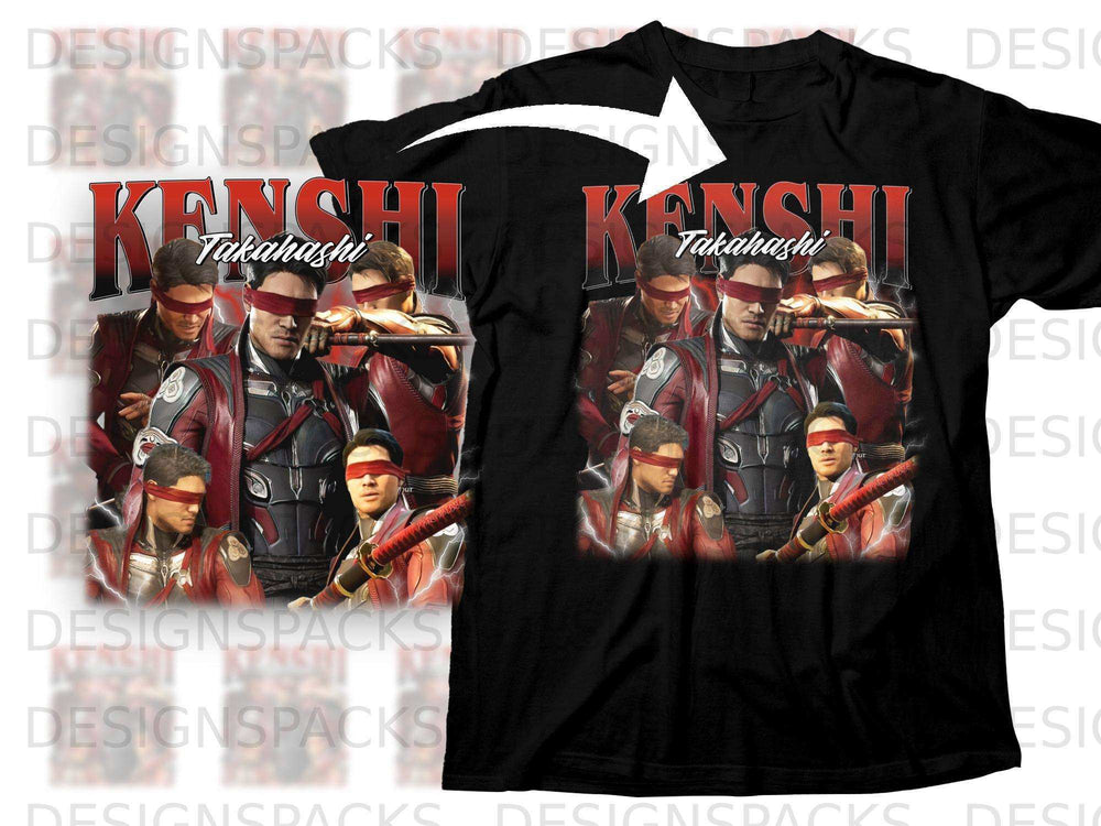 Takahashi Kenshi graphic t-shirt with characters from the game.