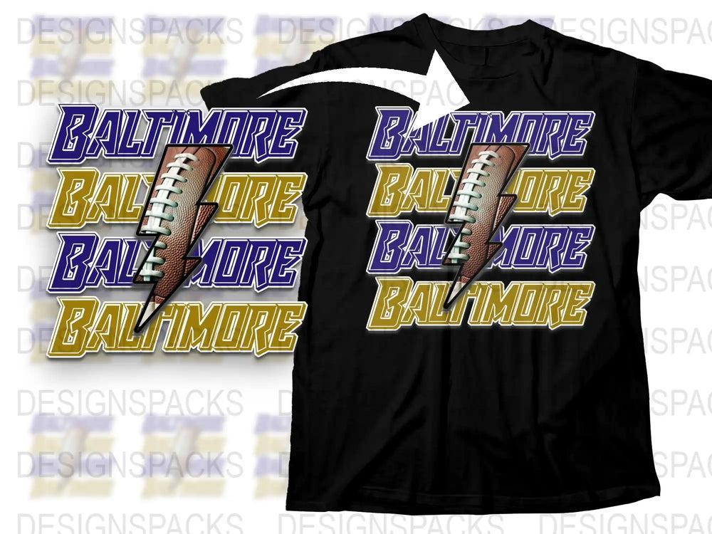 Baltimore Football T-Shirt, Vintage Sports Tee, Retro Team Colors, Classic Athletic Apparel