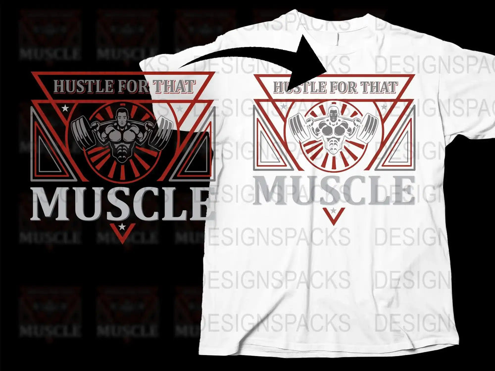 Hustle for That Muscle Gym T-Shirt, Men's Workout Gear, Fitness Motivational Tee, Athletic Apparel