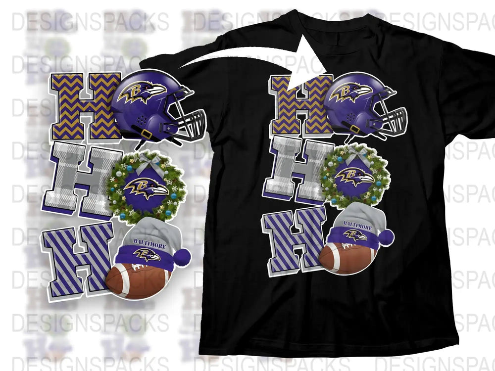 Baltimore Ravens Inspired T-Shirt and Decal Set, Football Fan Gear, Sports Apparel and Accessories