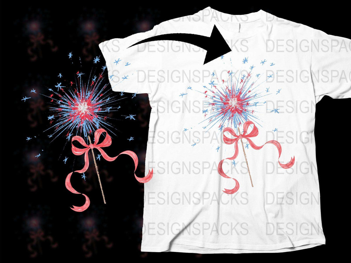 Festive Fireworks T-Shirt, Patriotic July 4th Sparkler Graphic Tee, Unisex White Cotton Shirt