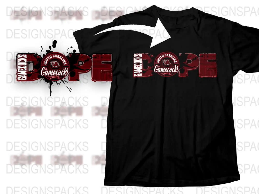 Gamecocks T-Shirt, Red and Black Splatter Design, Sports Fan Apparel, Unisex Cotton Tee