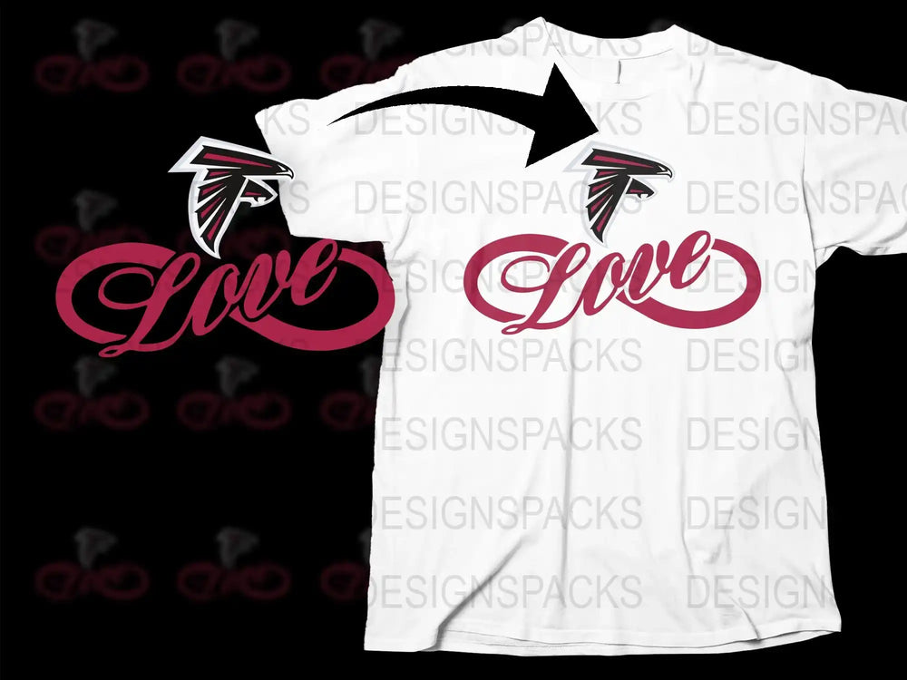 Atlanta Falcons Love T-Shirt, White Graphic Tee, Sports Fan Apparel, Football Team Support Shirt